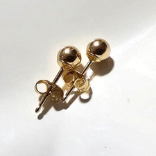 14K Yellow Gold Ball Stud Earrings Hallmarked 14K - .22 Grams