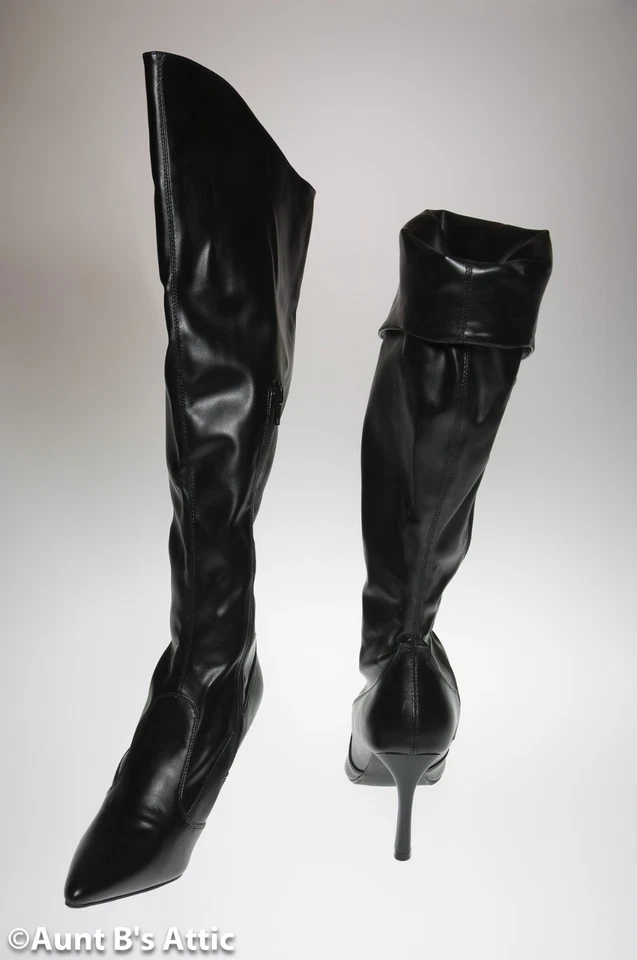 Botas piratas damas negras con puños tacón de aguja vinilo disfraz botas piratas  Foto 2 de 2