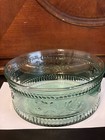 Vintage Tinted Green Serving Bowl ~ Pressed Glass Depression Era ~ 6.5" x 3"