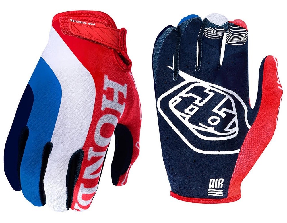 GUANTI MOTO ENDURO CROSS TROY LEE DEISDN TLD AIR GLOVE HONDA RED BLU TG S