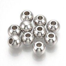 50Pcs Lead Free Round 304 Stainless Steel Spacer Beads For Jewelry Making 5x4mm