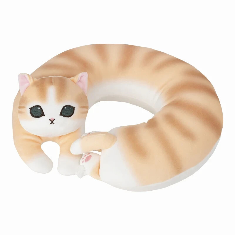 mofusand mofumofu Nyanko Fluffy Neck Pillow Brown-white Japan