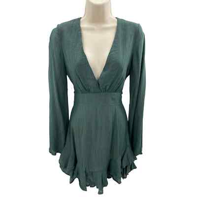 angel biba green dress Forest Fairy Mini Womens XS Emerald Polyester Tie Waist Blackthorn maxi