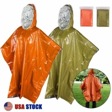 Reusable Mylar Thermal Blanket Poncho Emergency Survival Rain Camping Gear
