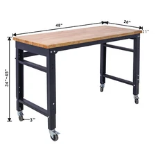 Workbench - 48" Wide Rolling Workbenches for Garage - Adjustable Height