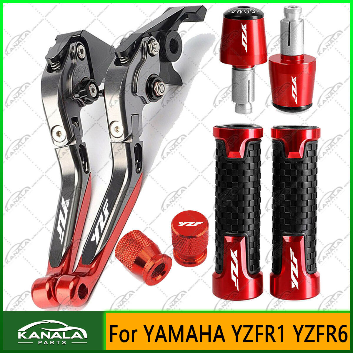 4PCS For YAMAHA YZFR1 YZFR6 Adjustable Handle Grips Cap Brake Clutch Levers Set