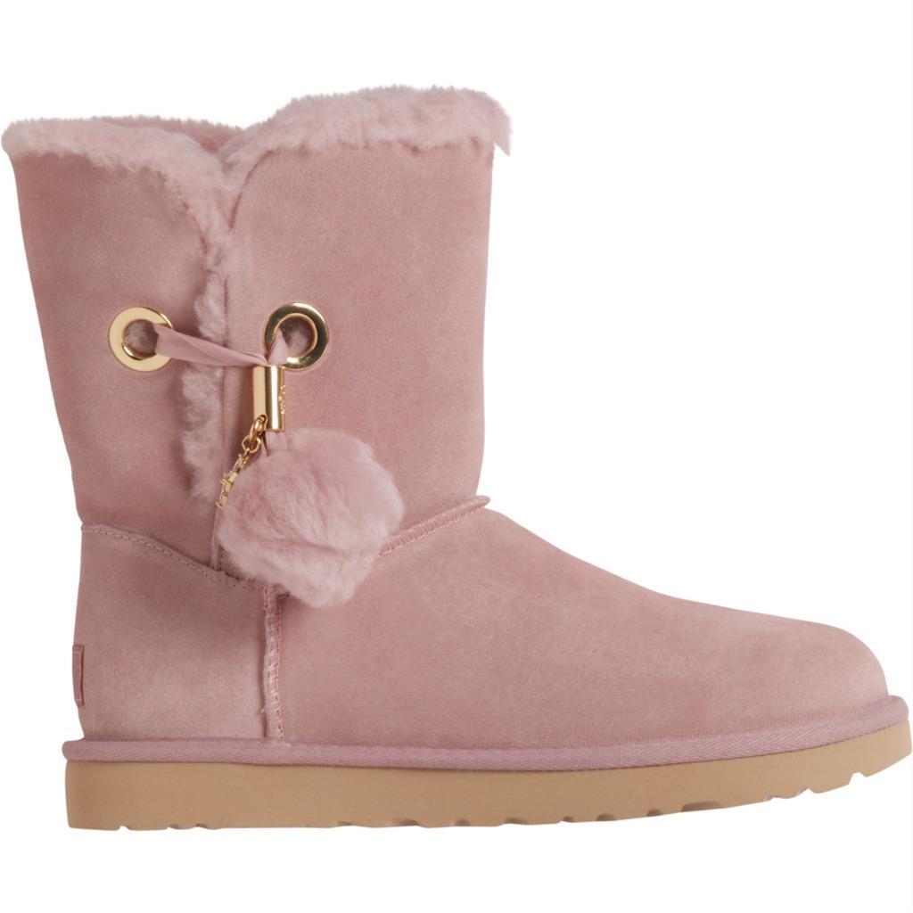 New NIB Ugg Women's Irina Tessie Pom Pom Pink Crystal Embellished