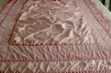CIRCO ~ PINK VELVET, SATEEN, RUFFLED, CINCHED W A BEAD PINK QUILT, TWIN SZ
