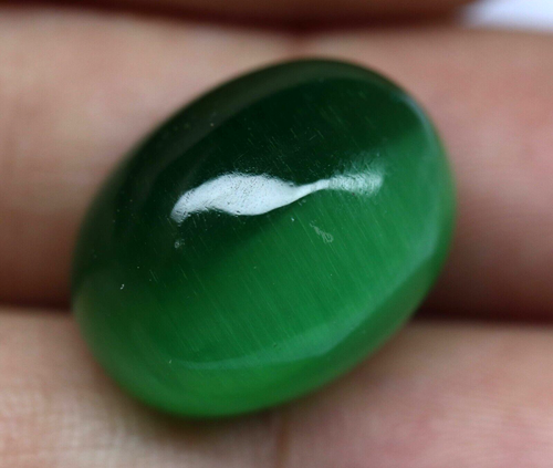 Certified Natural Chrysoberyl Green Cats Eye Cabochon Loose Gemstone 19.15 Ct - Picture 4 of 6