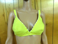 Vintage Bullet Bra Yellow Ribbed Bikini Top 32C NWOT