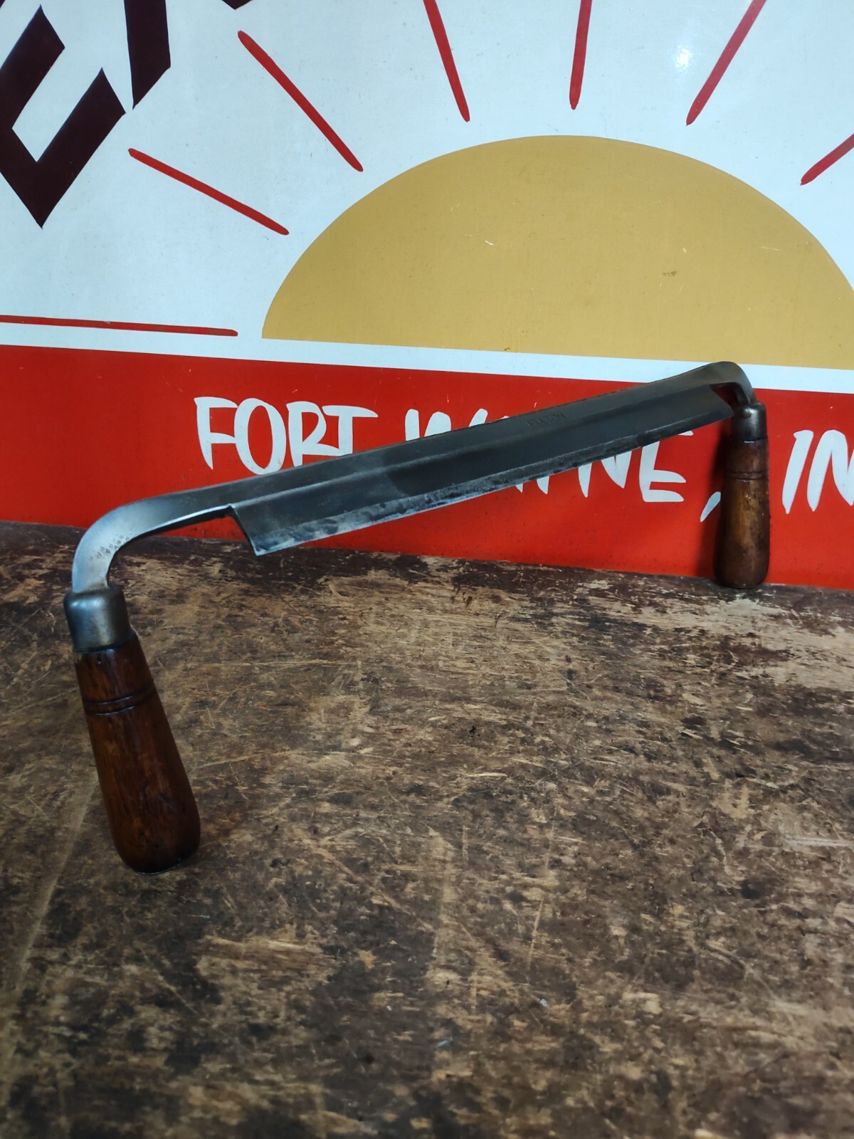 Vintage Fulton 10" Draw Knife Drawknife Spoke Shave Tool Angled Solid