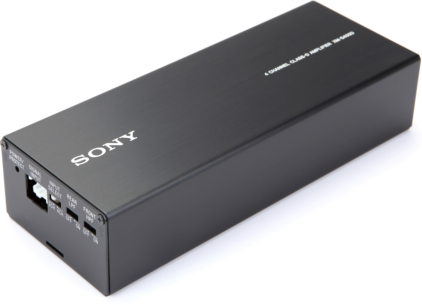 Компактный автомобильный усилитель Sony XMS400D мощностью 45 Вт x 4