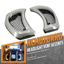 Amber White Clear Lens Headlight Vent Accent LED Light For Harley Road Glide 15+