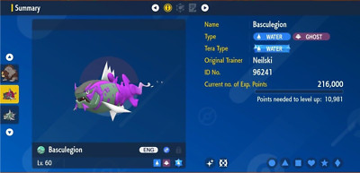 Pokemon Scarlet & Violet 6IV Shiny MALE BASCULEGION Max EVs