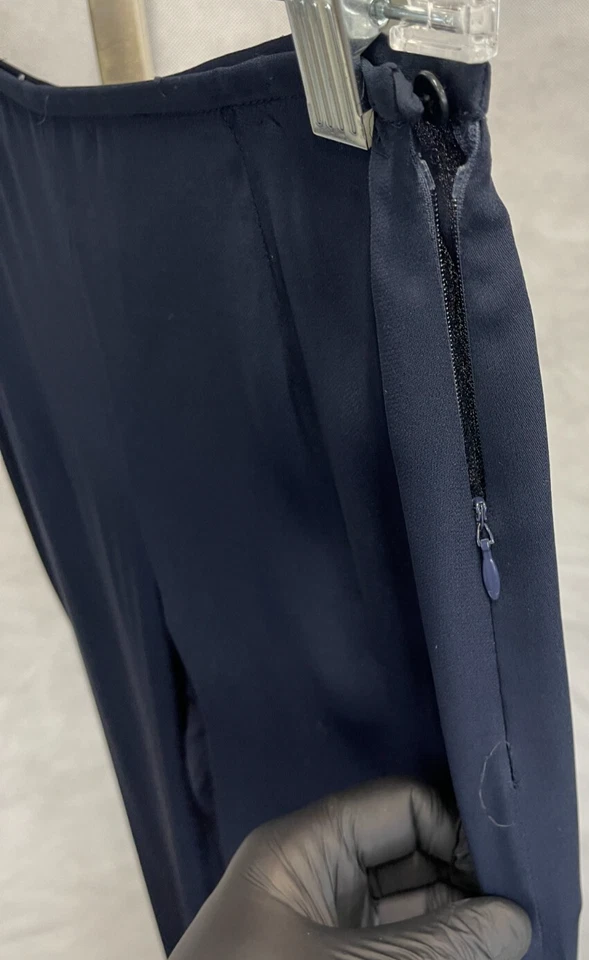 Women’s Armani Collezioni Blue Silk Wide Leg Pants Size 6 - Image 3 of 4