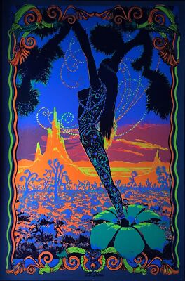 Desert Blossom Original Vintage 1970's Black Light Poster 23 x 35