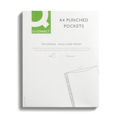 Q-Connect KF01121 A4 Punched Pocket, Clear