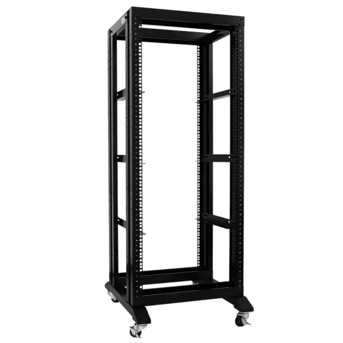 27U 4 Post Open Frame Network Server Rack 19" 17" Deep With 3 Pairs of L Rails