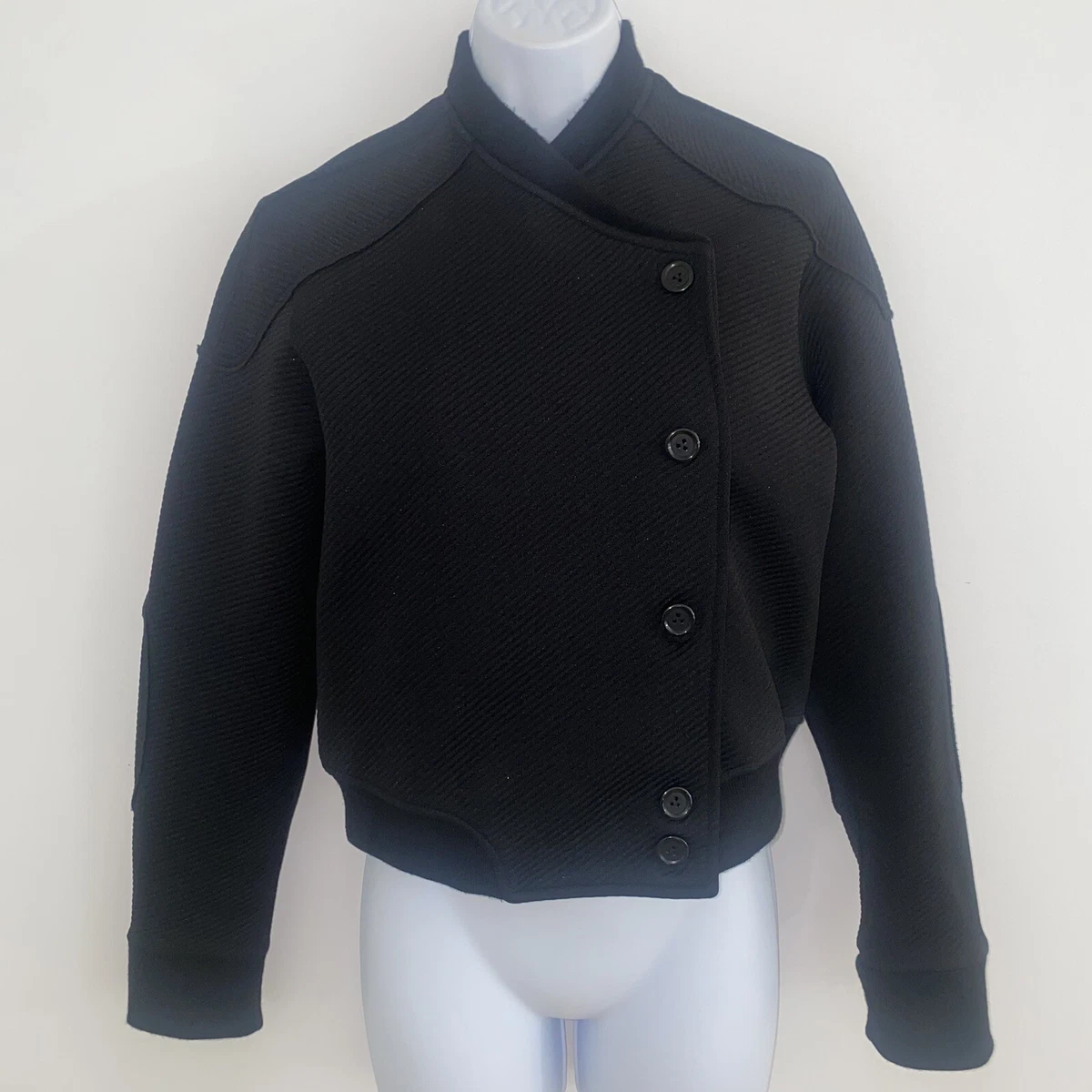 Louis Vuitton Uniforms Black Texture Ribbed Crop Bomber Jacket Italy Women  Small