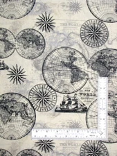 Ocean Maps Nautical Mariner Compass Fabric Cotton David Textiles By The Yard