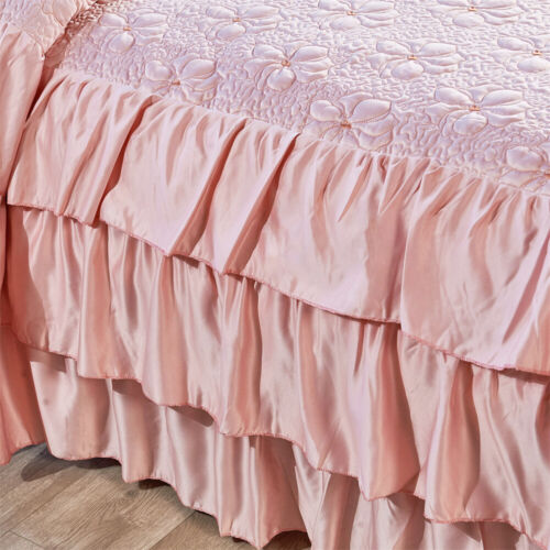 Lux 4Piece Matte Satin Bedding Set Reversible Ruffle Quilted Coverlet Queen/King - Picture 16 of 44