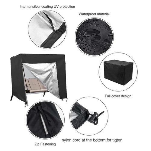 3 Seater Garden Swing Patio Swings Chair Cover, Windproof and Anti Sunshine UK - Picture 7 of 13