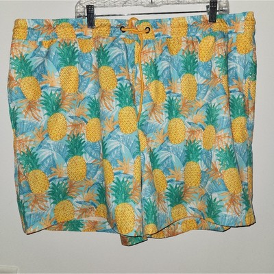 Member's Mark NWT  Men's Resort Swim Trunks Quick Dry UPF 50+ Pineapple Size XXL