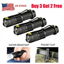 Tactical Flashlight LED Torch Mini Light w/ Clip Super Bright Handheld Light
