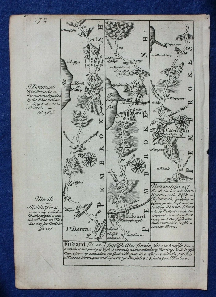 Original antique map from 'Britannia Depicta', PEMBROKESHIRE, Bowen, c.1724 - Image 2 of 2