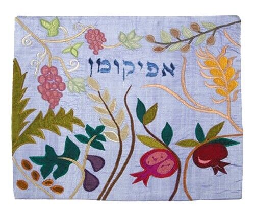 Jewish Passover Matzah Afikoman Bag Cover - Embroidered Seven Species of Israel - Picture 1 of 1