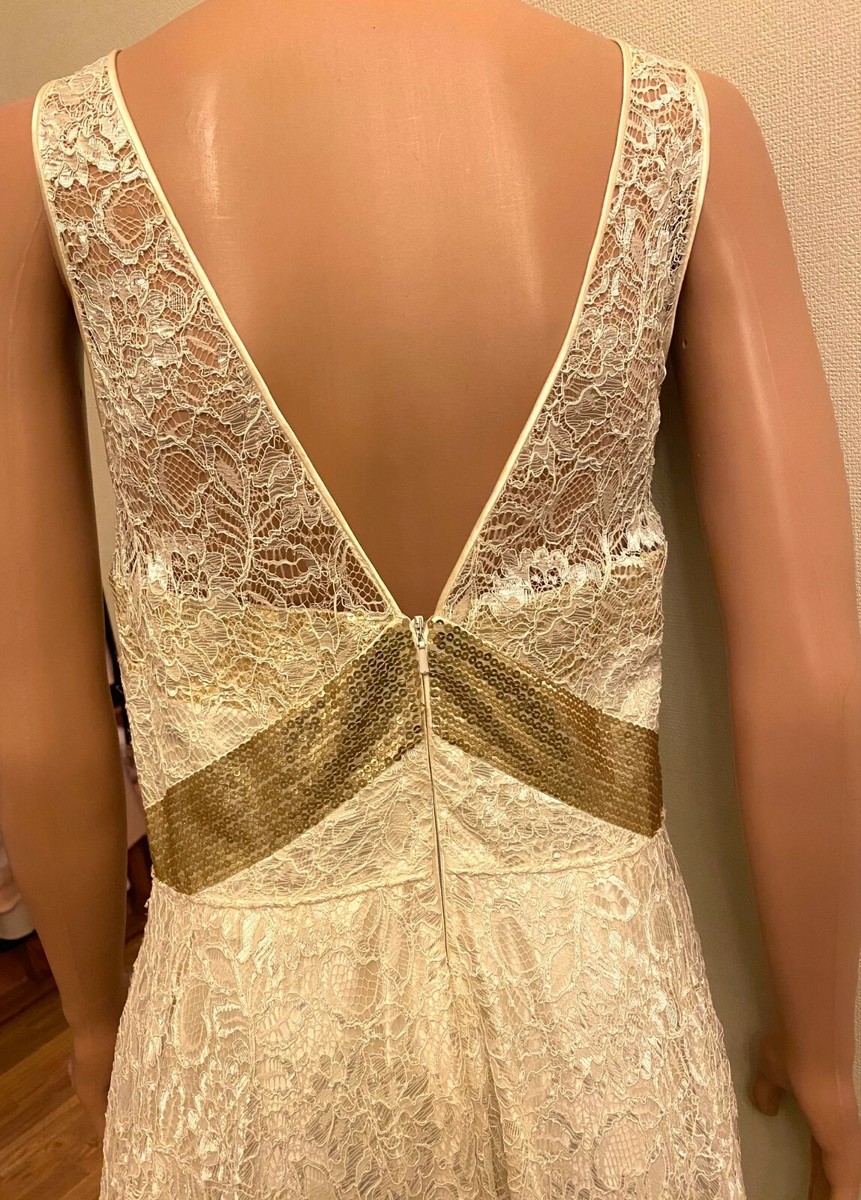 CARMEN MARC VALVO Dress Size 10 White/Cream Lace Sleeveless | eBay