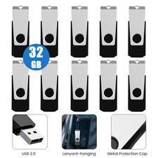 5/10PCS 32GB USB 2.0 Flash Drive Memory Stick Pen U Disk Swivel Thumb Drive Lot