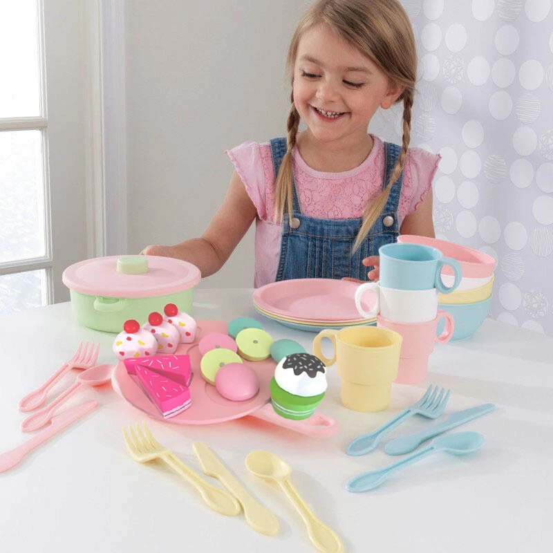 Juguete de comida Montessori de madera para simular - Juego de postres y pasteles para niños a la hora del té Foto 2 de 4