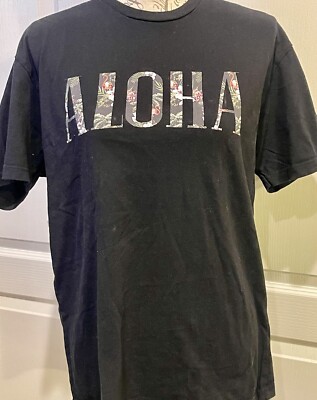 Aloha Surf Project Mens Black Graphic T-Shirt Floral Aloha Print Size Large