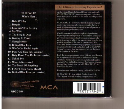 Who's Next by The Who (CD, Sep-1999, Mobile Fidelity Sound Lab