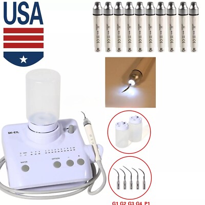 Dental Ultrasonic Piezo Scaler /1-10 Detachable LED Handpiece Fit WOODPECKER EMS