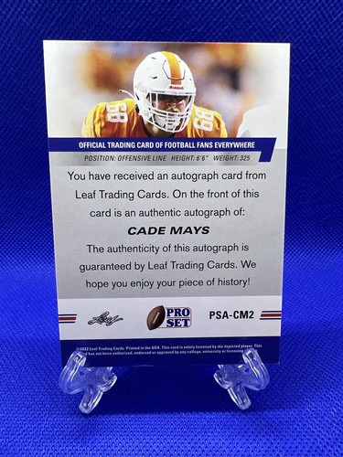 Cade Mays Tennessee 2022 Leaf Pro Set RC Auto #PSA-CM2 051823AZCD63 - Picture 3 of 5