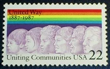 US Scott 2275- United Way, 100 Years, Uniting Communities- 22c MNH OG F-VF 1987