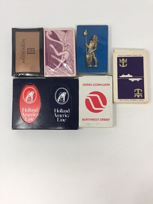 Lot Of 6 Vtg Playing Cards Sets Cruise Lines Hoyle Plastic Coated USA NOS Sealed