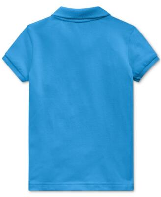 NWT Polo Ralph Lauren Toddler Girls Blue Stretch Mesh Polo Shirt 3