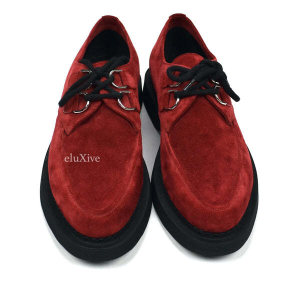 NWT $895 Saint Laurent YSL Red Suede Teddy 10 Derby Shoes Men's 41