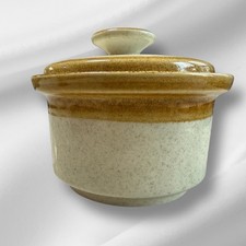 Mikasa Stone Manor Sugar Bowl  Lid Harvest Gold Rim MCM F5800