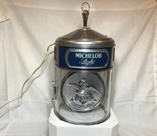 Vintage Unused MICHELOB LIGHT BEER Rotating Clock Hanging Sign w/ Original Box