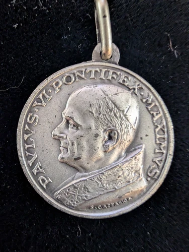 Vintage Pope VI 800 Silver Medallion PENDENT Charm My Guide Friend Protector