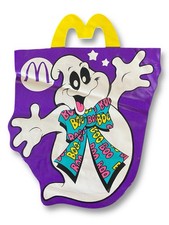 Vintage 1990 McDonalds Halloween Vinyl Trick or Treat Ghost Happy Meal Bag