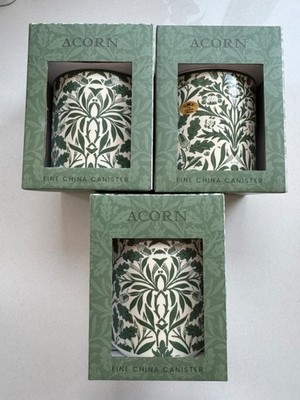 William Morris Acorn Fine China Kanister - Green Oak Leaf Design