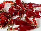 This 26" (approximately) red glass bead vintage gold tone (brass tone) necklace  — photo 7