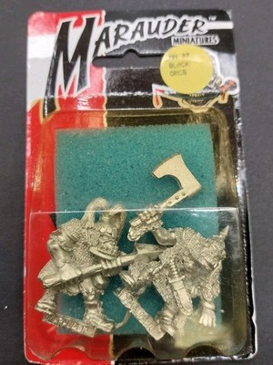 RARE VTG Warhammer Citadel Marauder Miniatures Metal 2 pack MM27 Black Orc's NEW