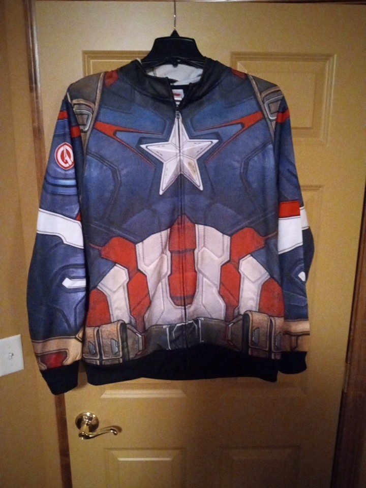 Captain America Mask Hoodie Marvel Avengers Men's Sz XL