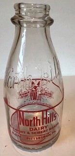 North Hills Dairy WW2 WAR BONDS Quart Milk Bottle. Pittsburgh PA